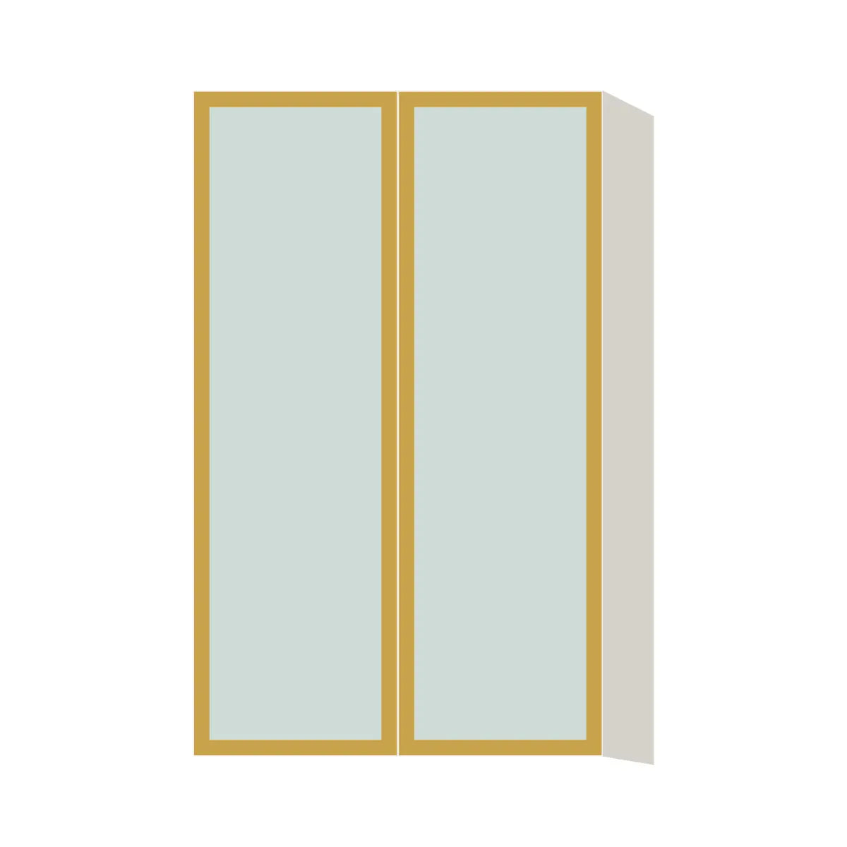 Glass Door Insert GD-WDC2439, Aluminum Frame, for 24 Inch x 39 Inch Contemporary Diagonal Corner Wall Cabinet, Double Door, L-Box