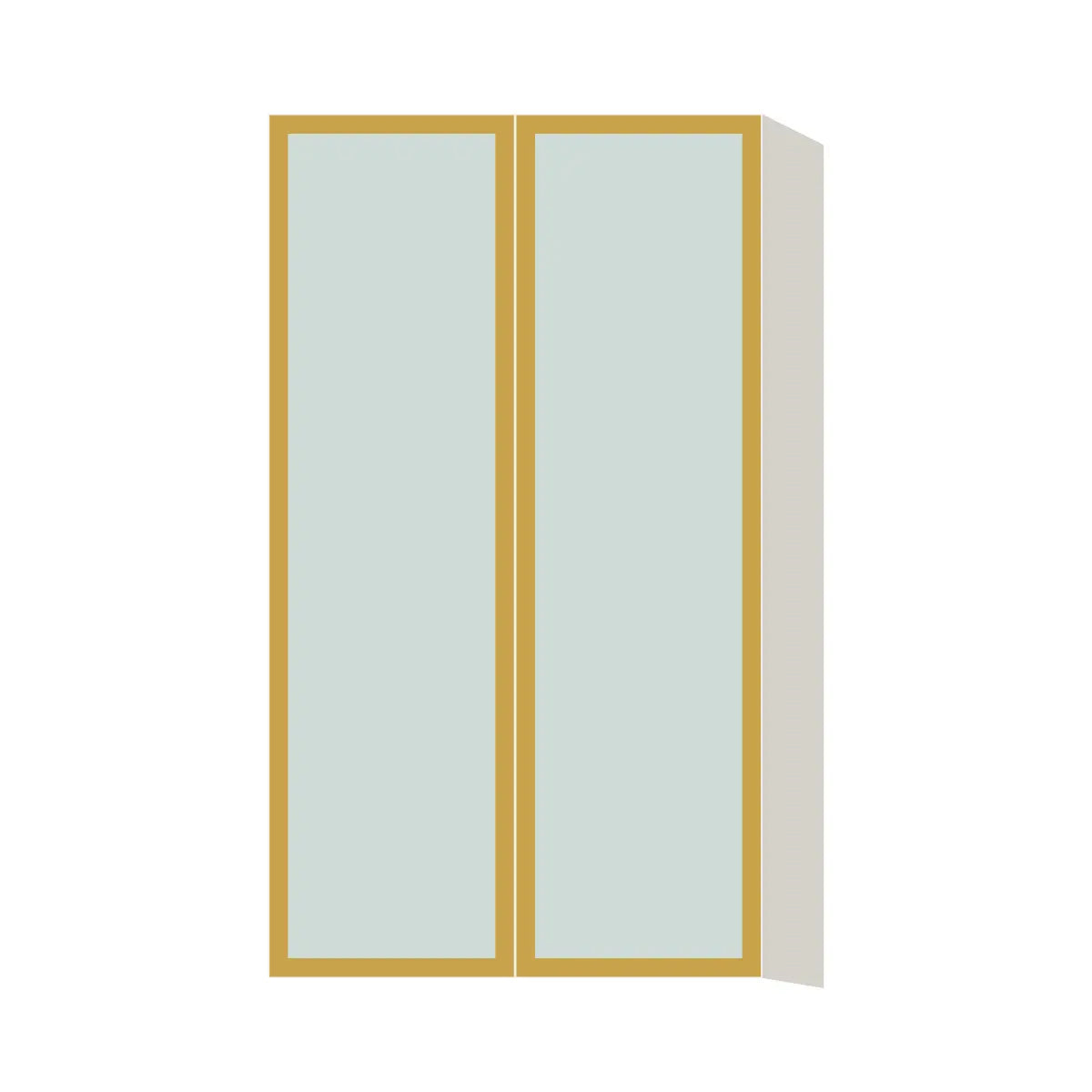 Glass Door Insert GD-WDC2442, Aluminum Frame, for 24 Inch x 42 Inch Contemporary Diagonal Corner Wall Cabinet, Double Door, L-Box