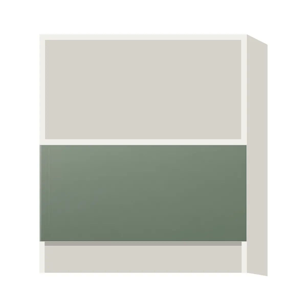 Contemporary microwave base cabinet, Bean Paste Green door, L-Box (Luxury)