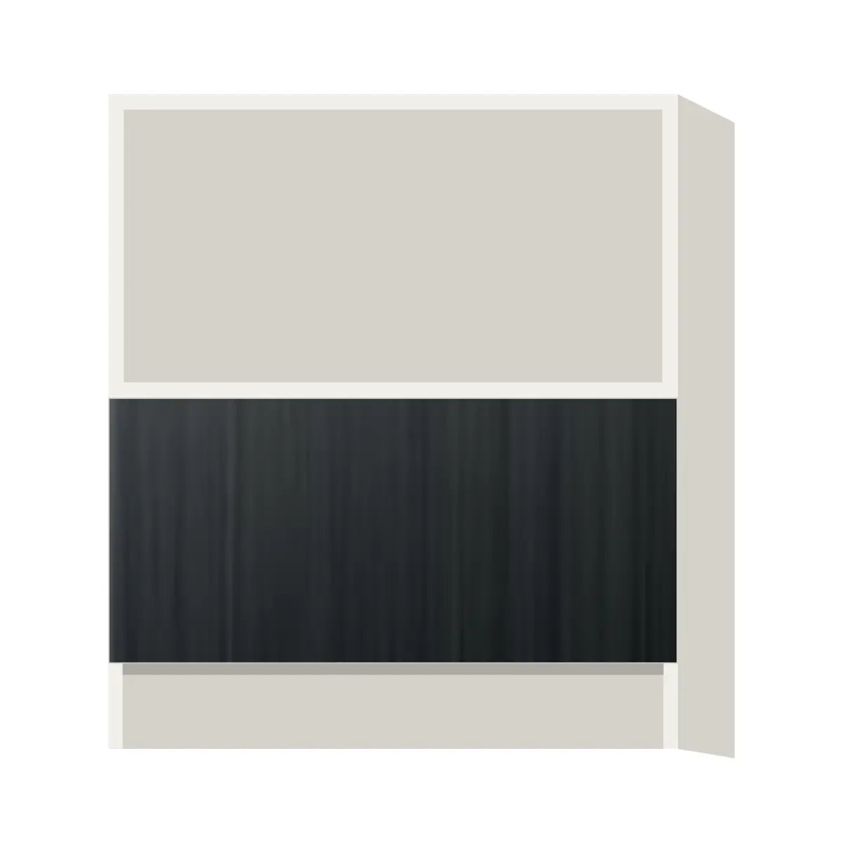 Contemporary microwave base cabinet, Black Grain door, L-Box (Luxury)