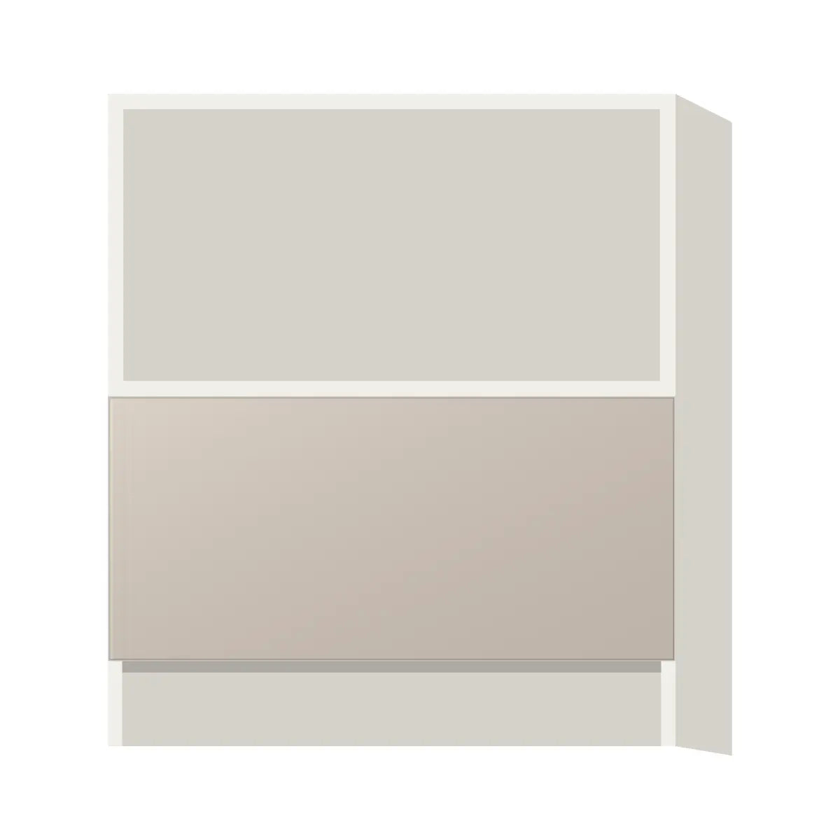 Contemporary microwave base cabinet, Cashmere Gray door, L-Box (Luxury)
