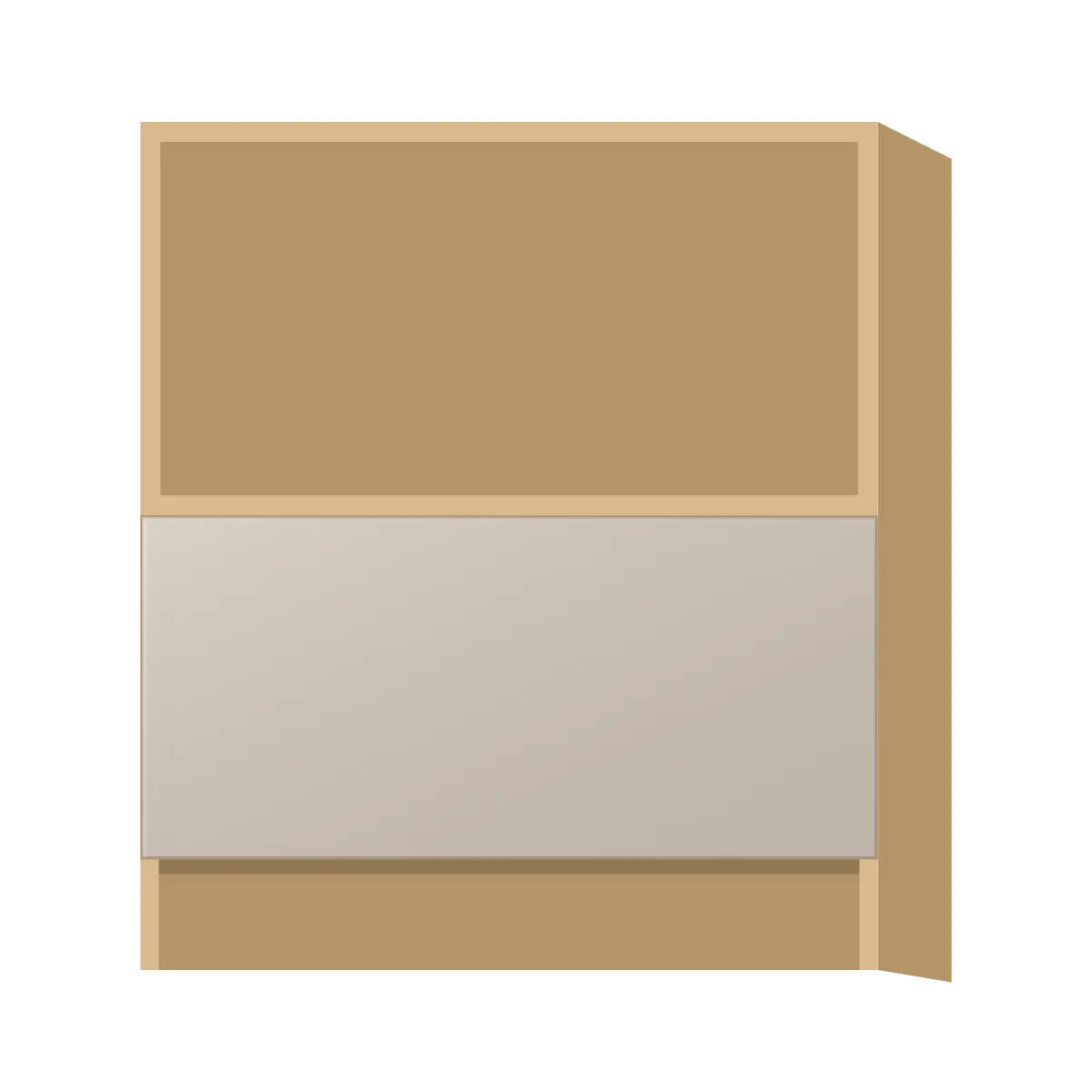 Contemporary microwave base cabinet, Cashmere Gray door, P-Box (Prestige)