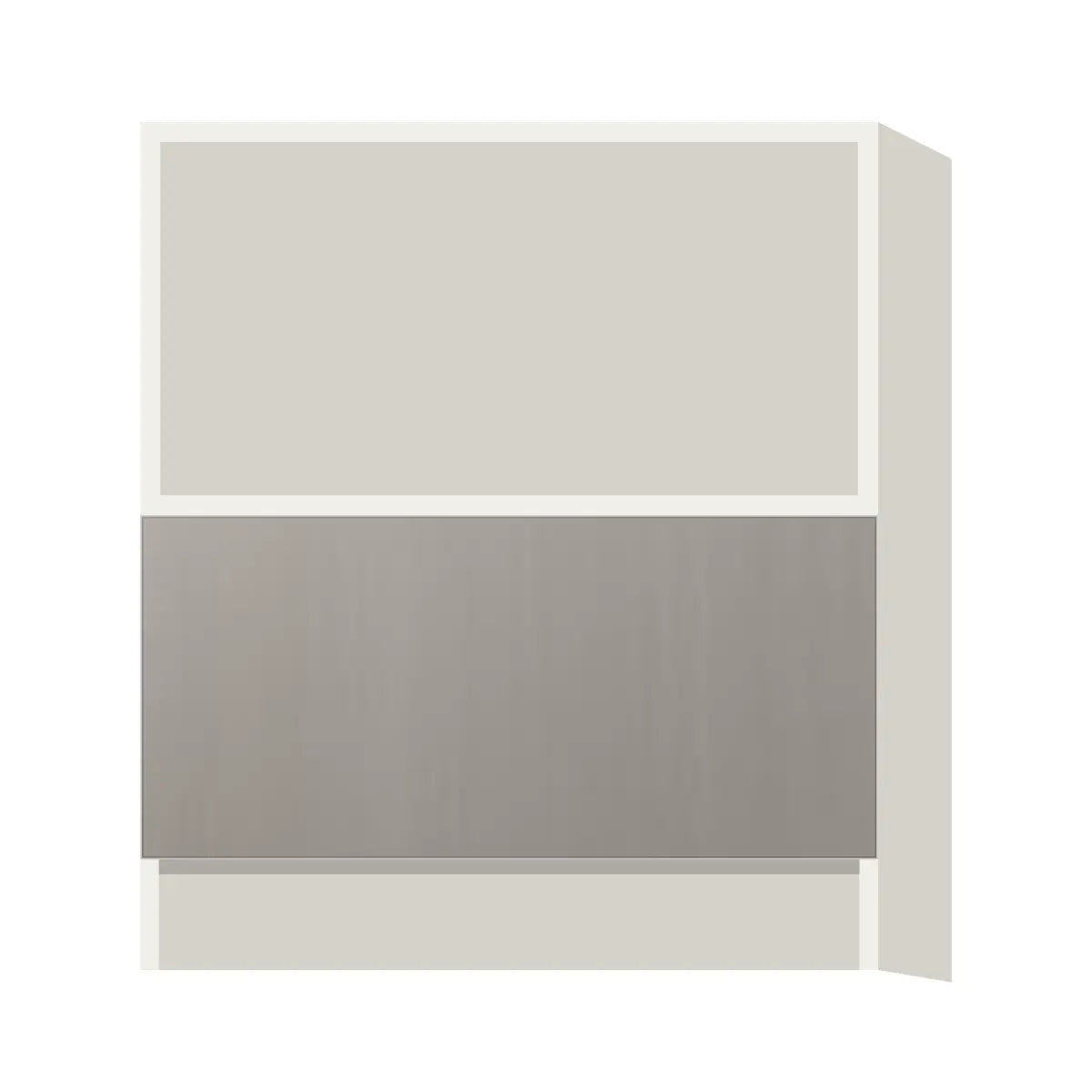 Contemporary microwave base cabinet, Fog Oak door, L-Box (Luxury)