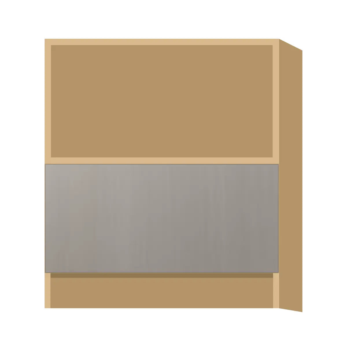 Contemporary microwave base cabinet, Fog Oak door, P-Box (Prestige)
