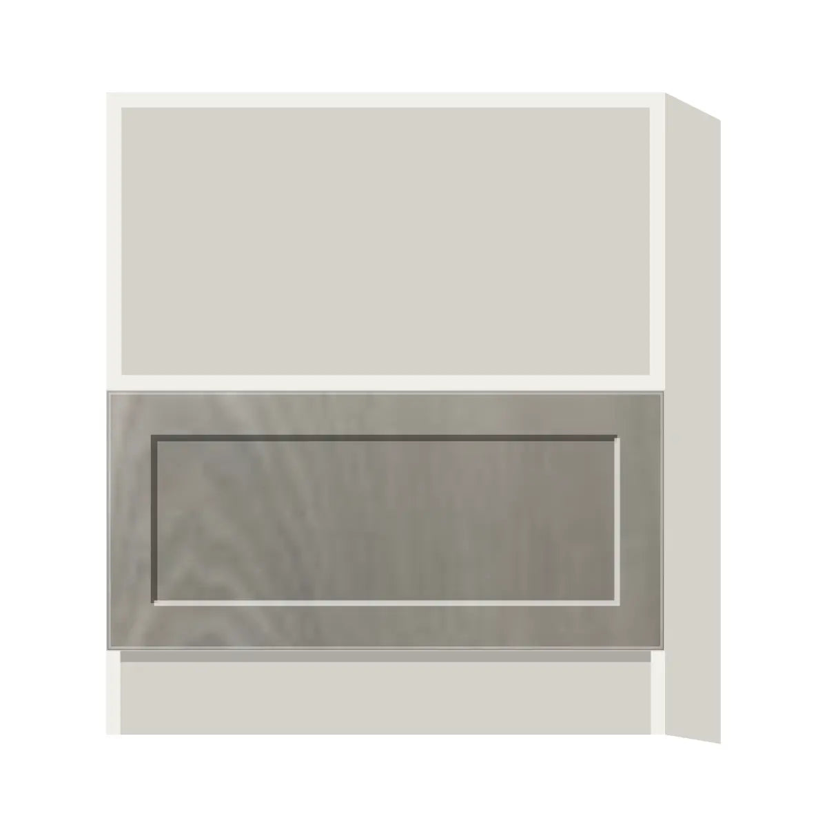 Contemporary microwave base cabinet, Genesis Weathered Oak door, L-Box (Luxury)