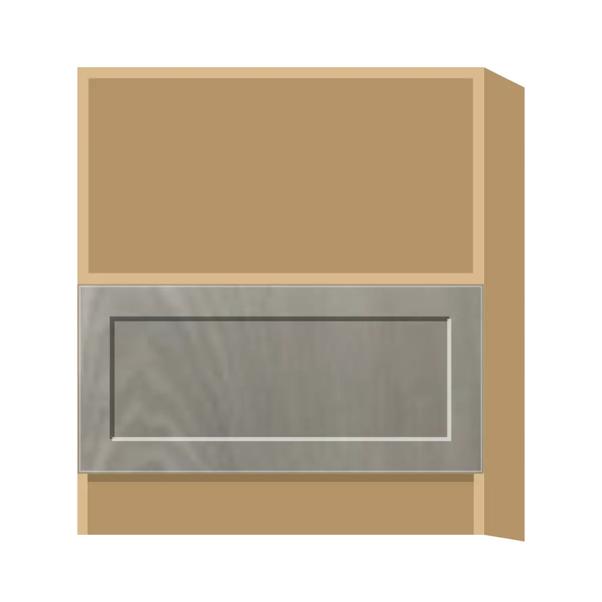 Contemporary microwave base cabinet, Genesis Weathered Oak door, P-Box (Prestige)