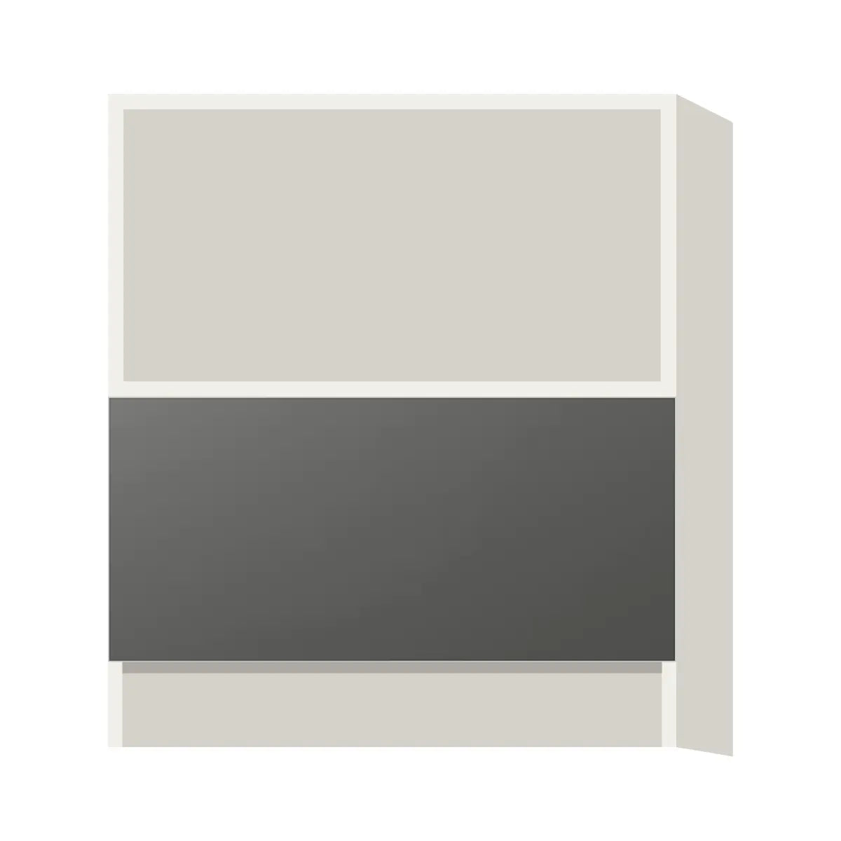Contemporary microwave base cabinet, Glossy Gray door, L-Box (Luxury)