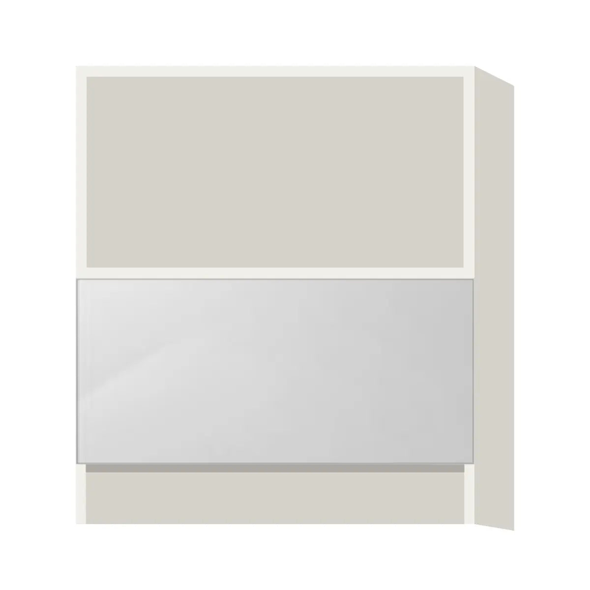Contemporary microwave base cabinet, Glossy White door, L-Box (Luxury)