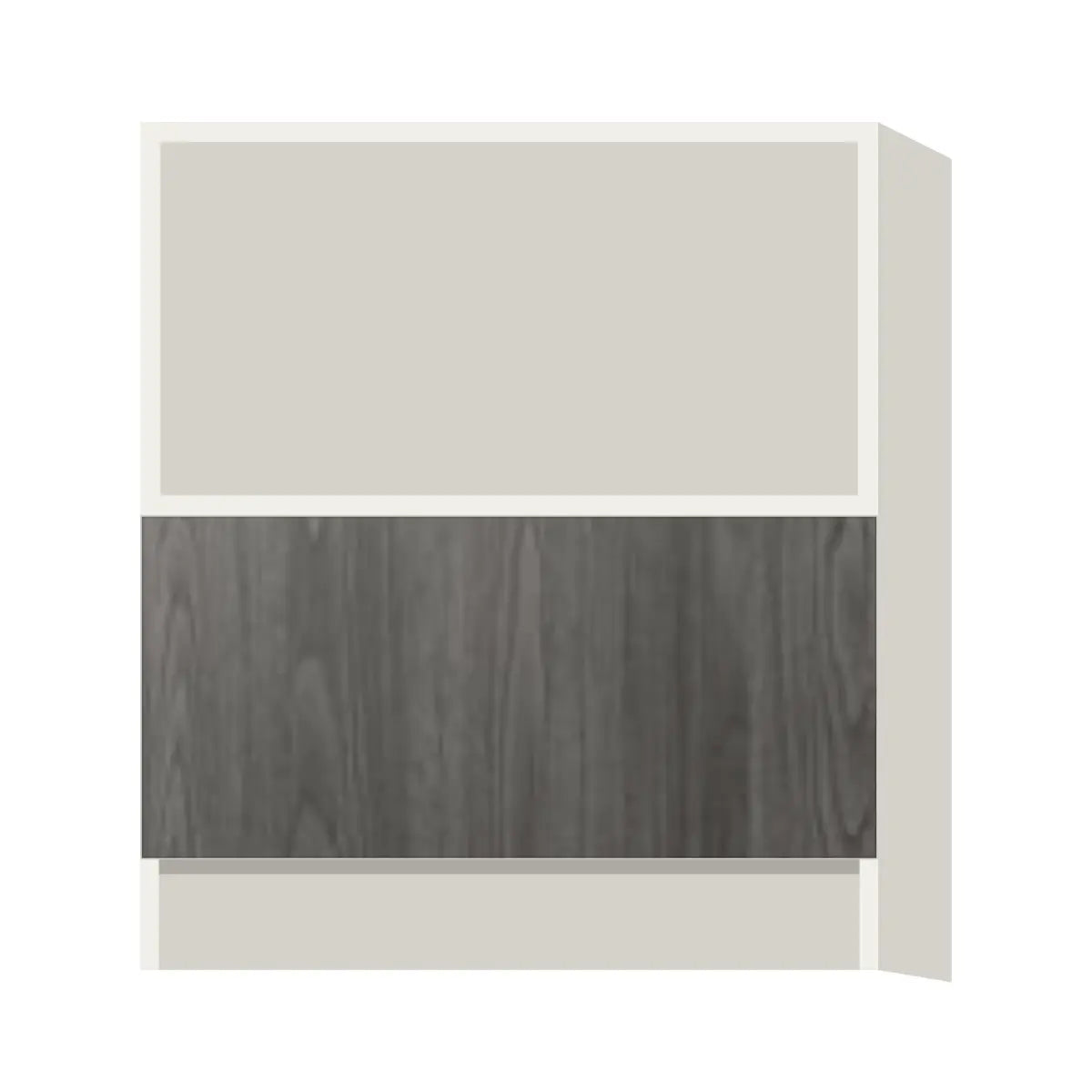 Contemporary microwave base cabinet, Indian Light Walnut door, L-Box (Luxury)