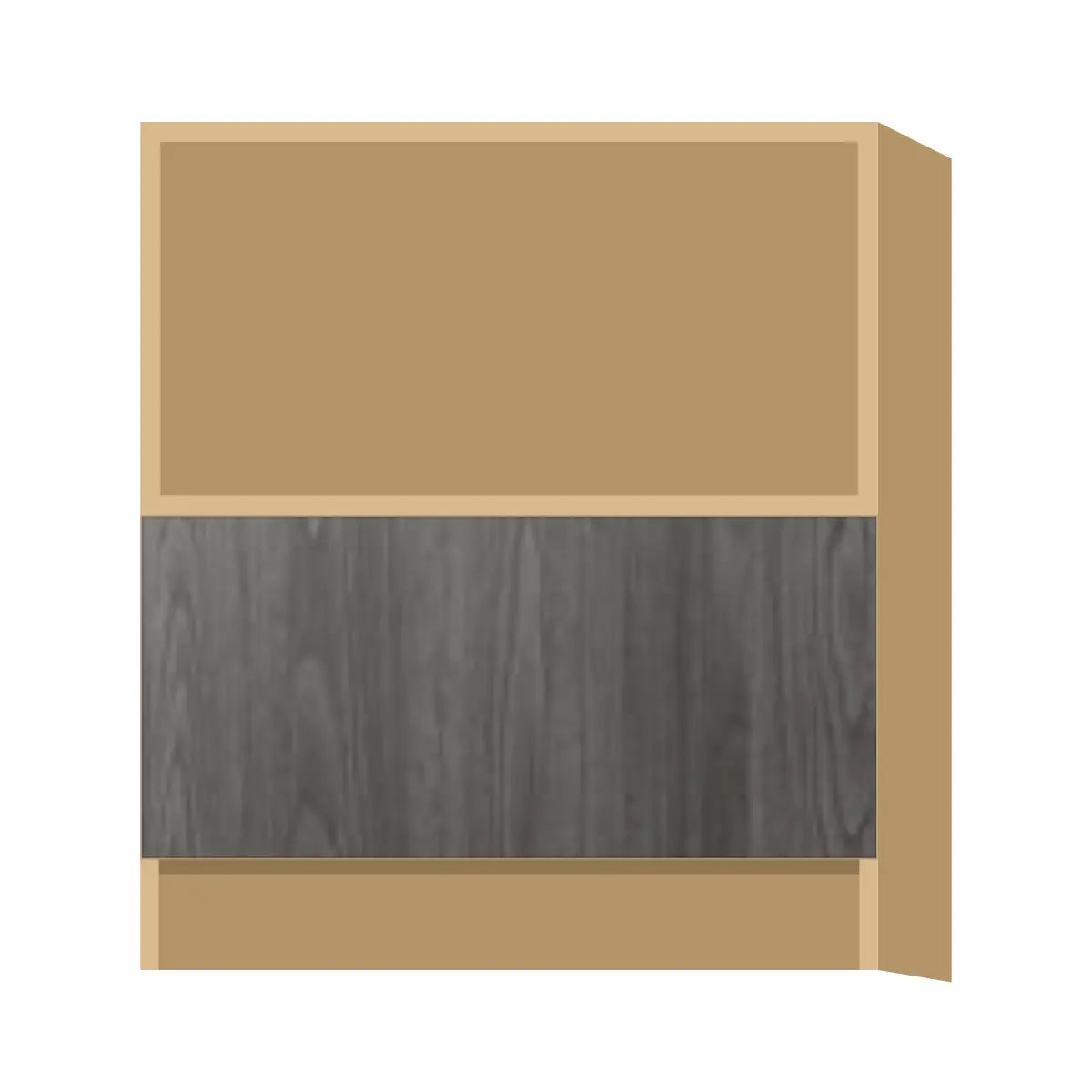 Contemporary microwave base cabinet, Indian Light Walnut door, P-Box (Prestige)