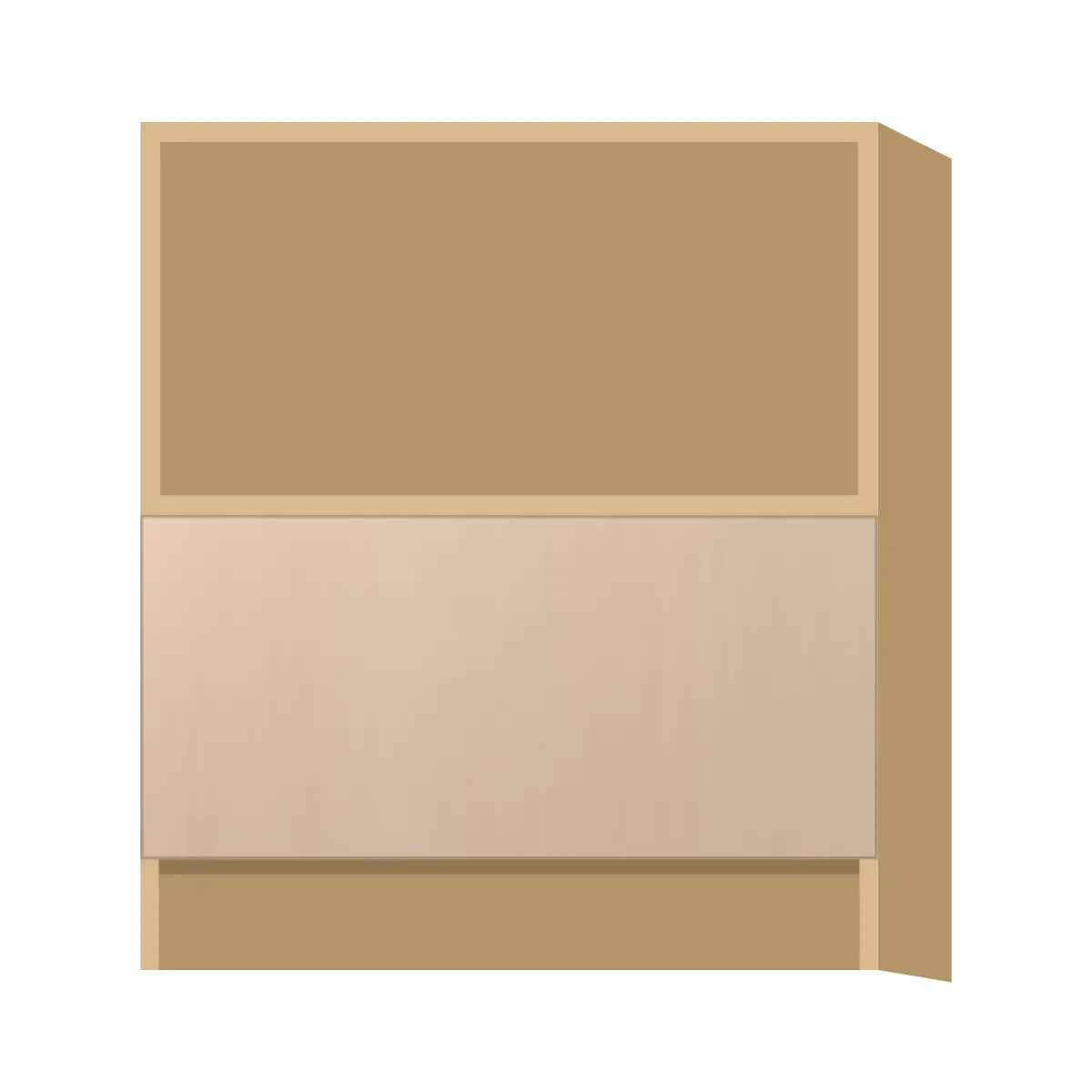 Contemporary microwave base cabinet, Maine Oak door, P-Box (Prestige)