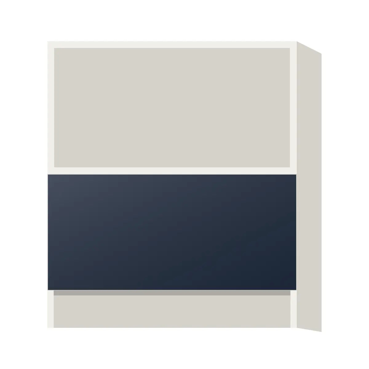 Contemporary microwave base cabinet, Matte Blue door, L-Box (Luxury)
