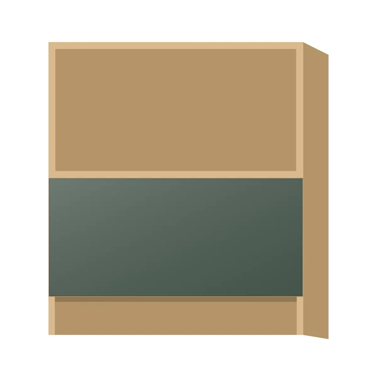 Contemporary microwave base cabinet, Matte Olive Green door, P-Box (Prestige)