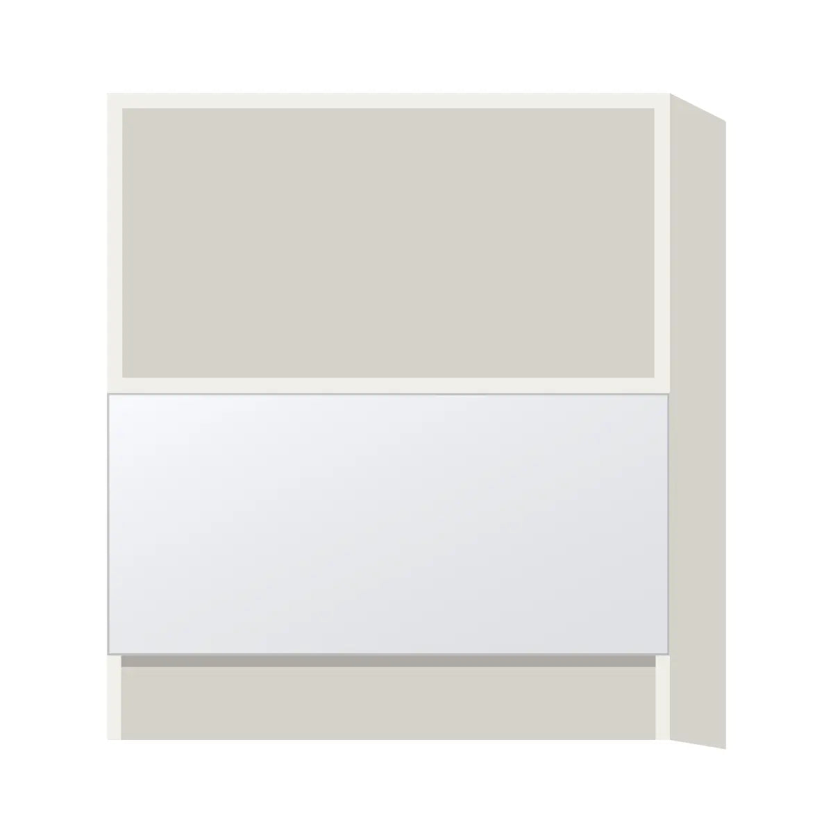 Contemporary microwave base cabinet, Matte White door, L-Box (Luxury)