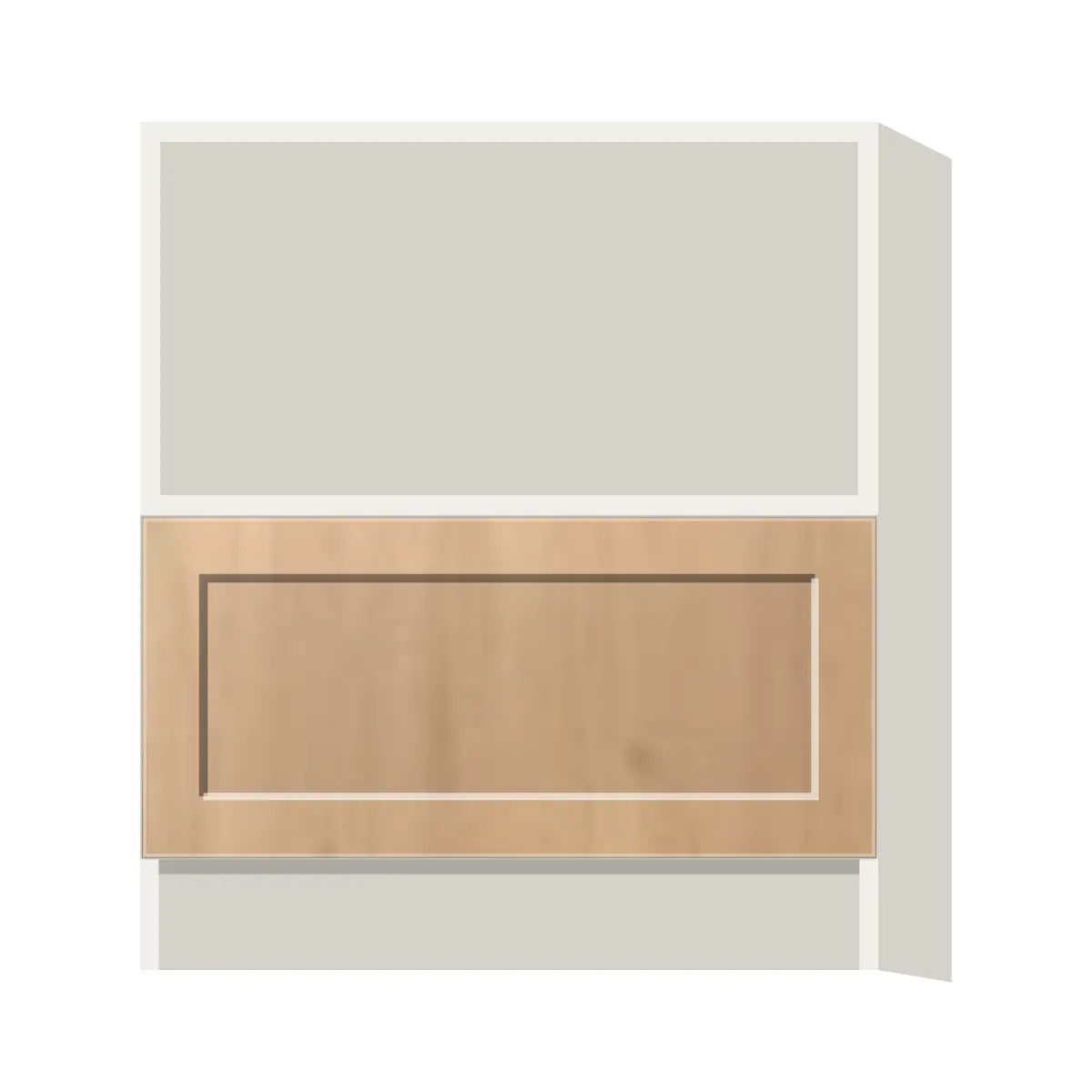 Contemporary microwave base cabinet, Natural Wood Shaker door, L-Box (Luxury)