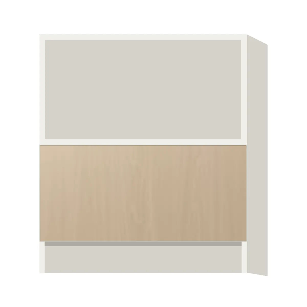 Contemporary microwave base cabinet, Swiss Walnut door, L-Box (Luxury)