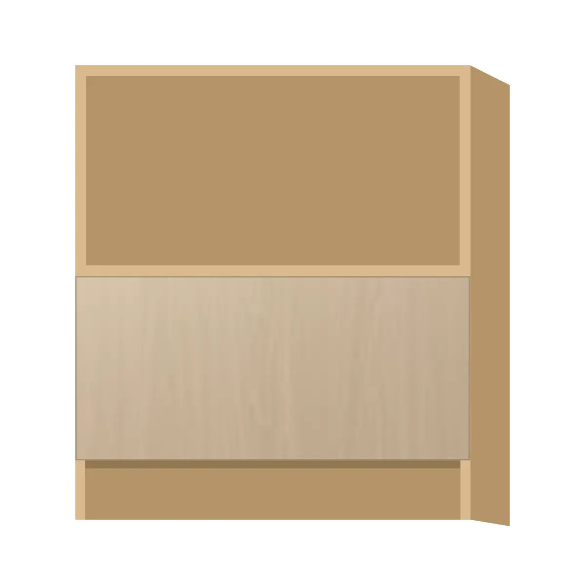 Contemporary microwave base cabinet, Swiss Walnut door, P-Box (Prestige)