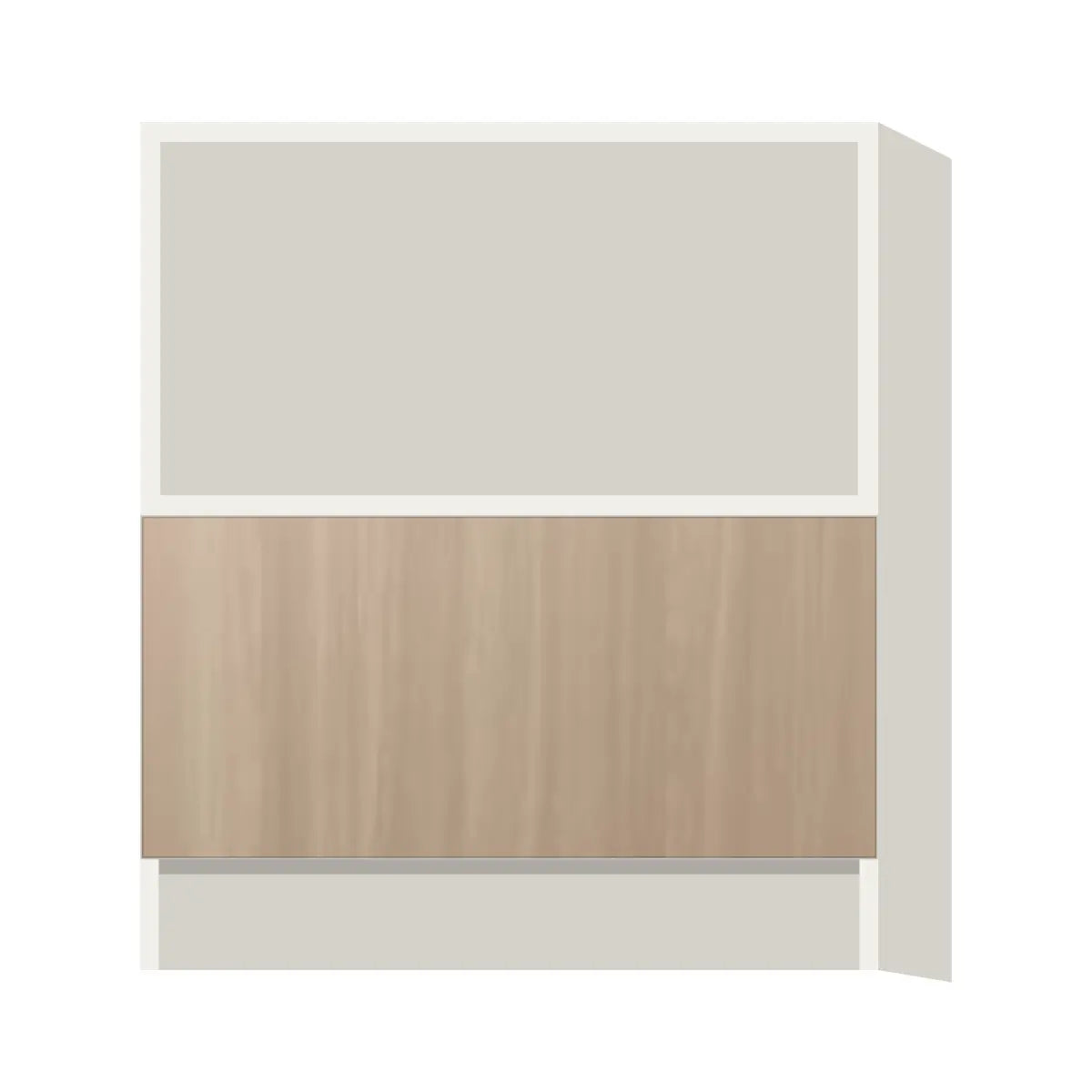 Contemporary microwave base cabinet, Vanilla Oak door, L-Box (Luxury)