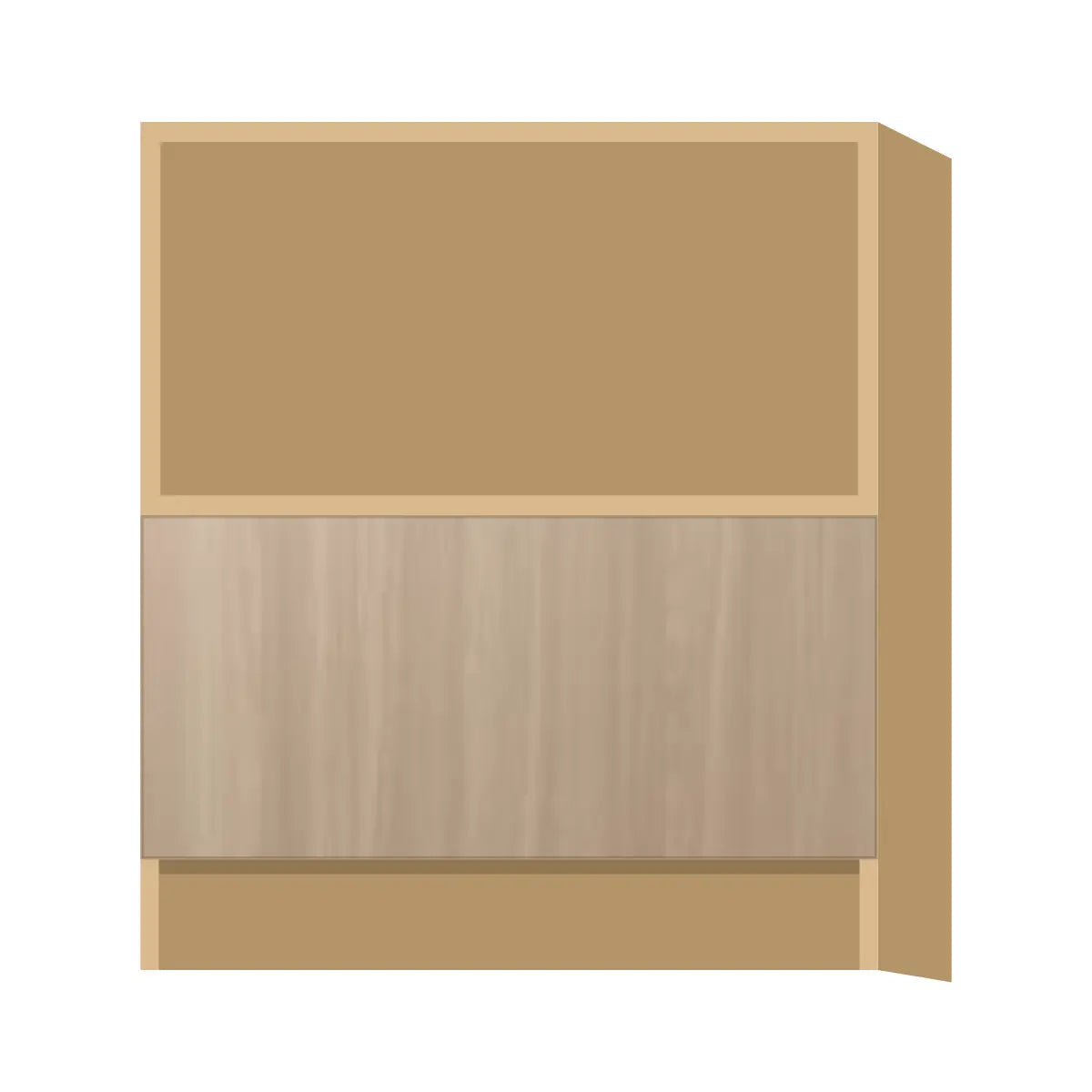 Contemporary microwave base cabinet, Vanilla Oak door, P-Box (Prestige)