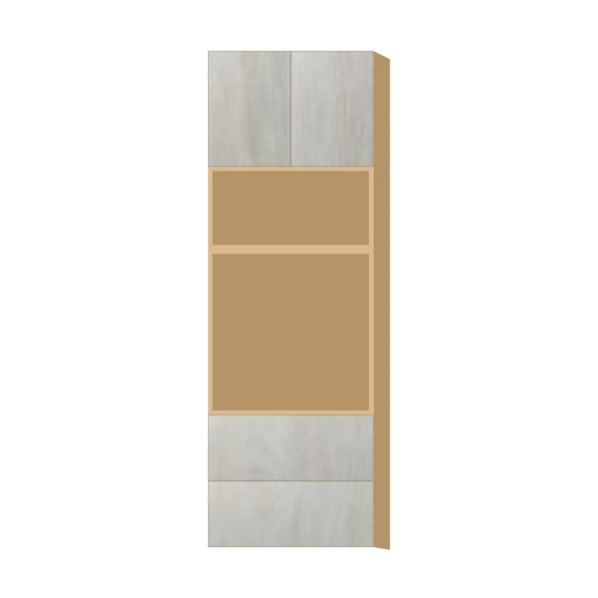 Contemporary microwave & oven tall cabinet, Artisan White Oak door, P-Box (Prestige)