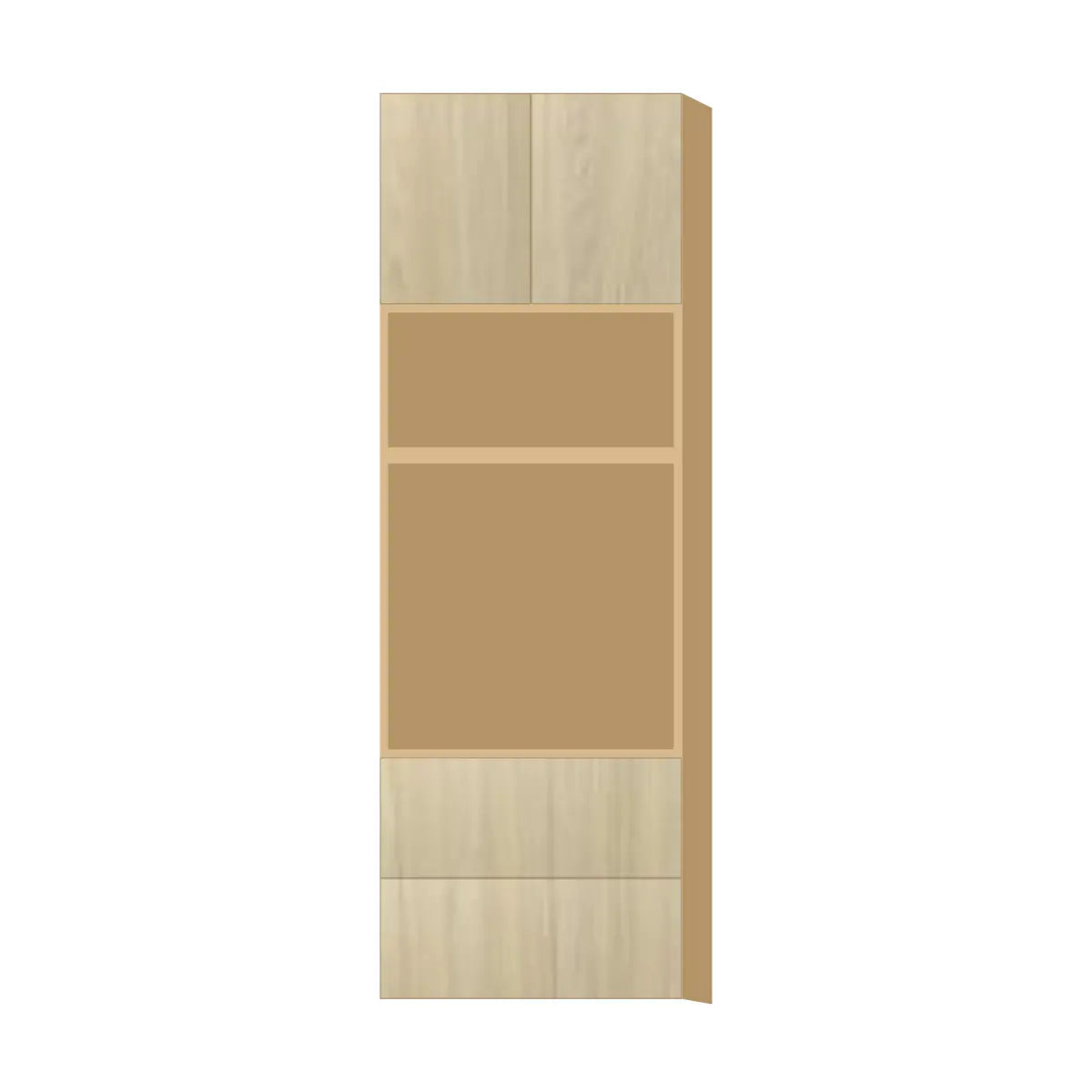Contemporary microwave & oven tall cabinet, Barcelona Light Oak door, P-Box (Prestige)
