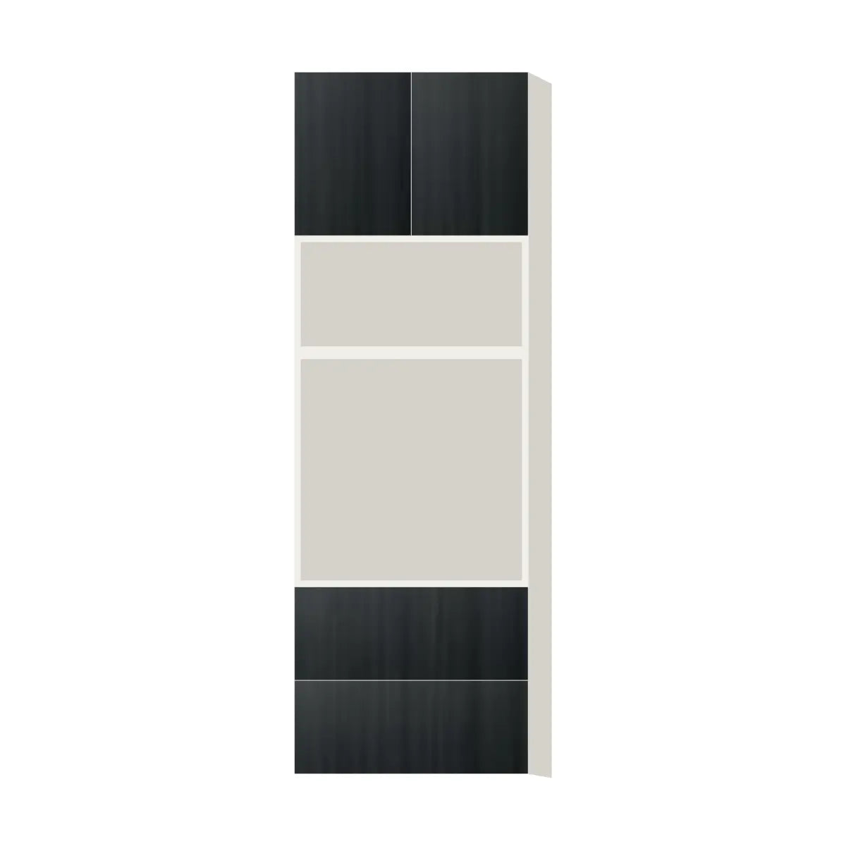 Contemporary microwave & oven tall cabinet, Black Grain door, L-Box (Luxury)