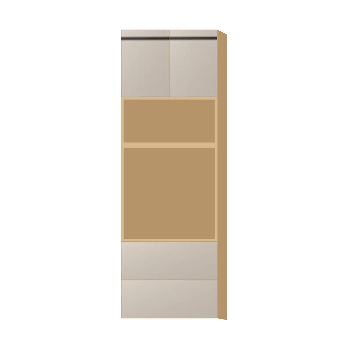 Contemporary microwave & oven tall cabinet, Cashmere Gray door, P-Box (Prestige)