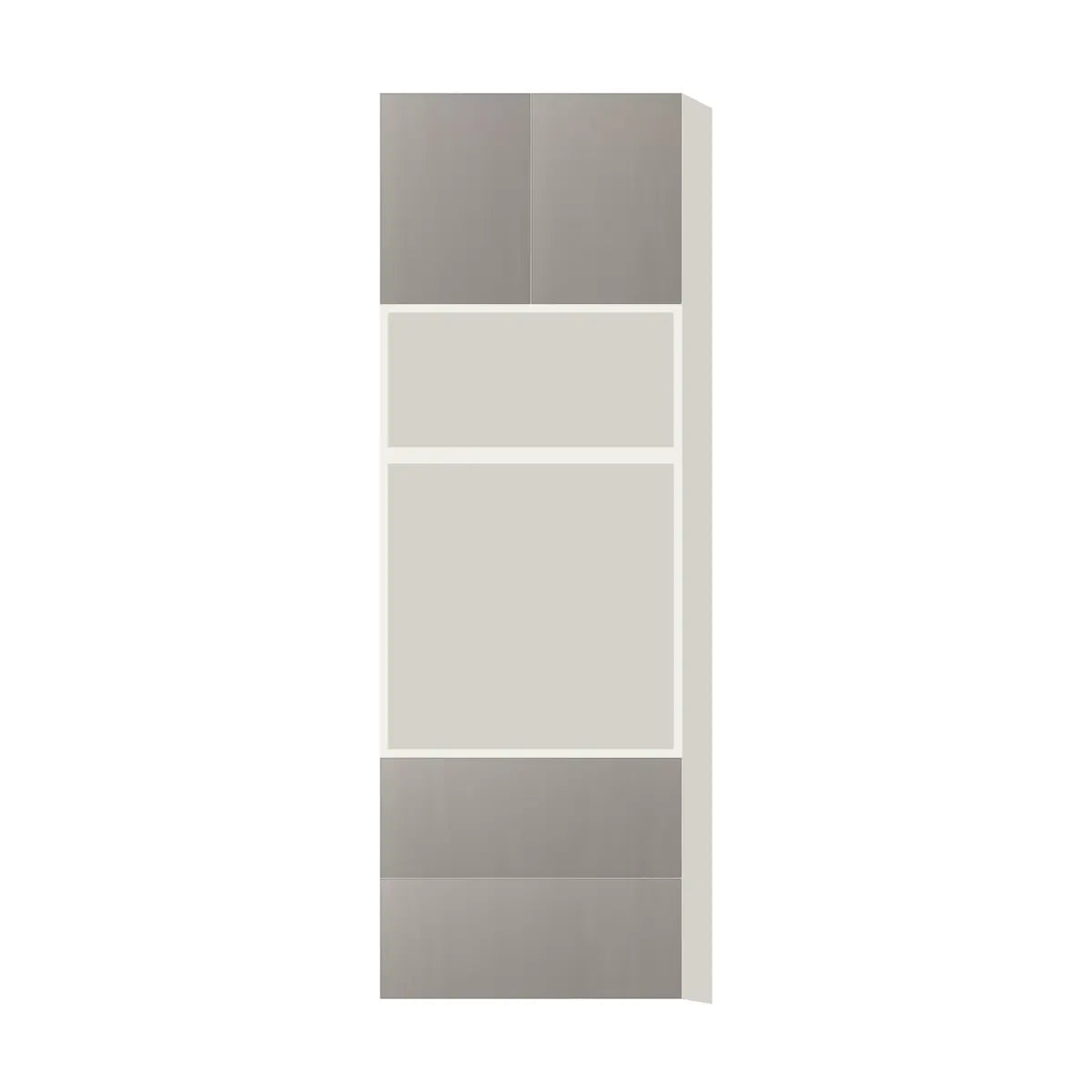 Contemporary microwave & oven tall cabinet, Fog Oak door, L-Box (Luxury)