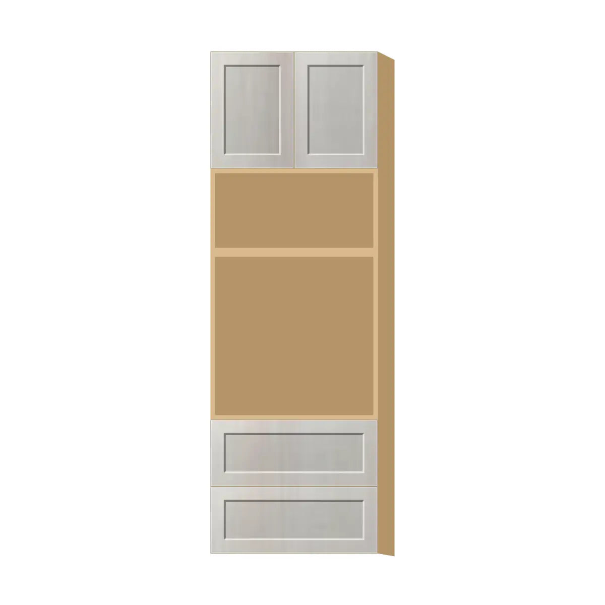 Contemporary microwave & oven tall cabinet, Genesis Sliced Oak door, P-Box (Prestige)