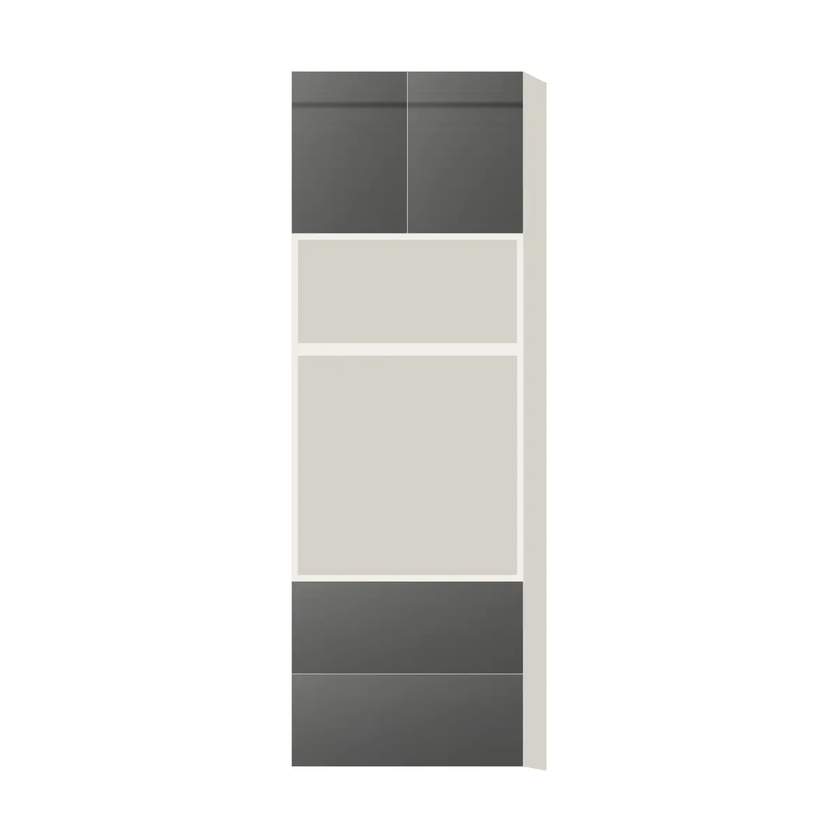 Contemporary microwave & oven tall cabinet, Glossy Gray door, L-Box (Luxury)