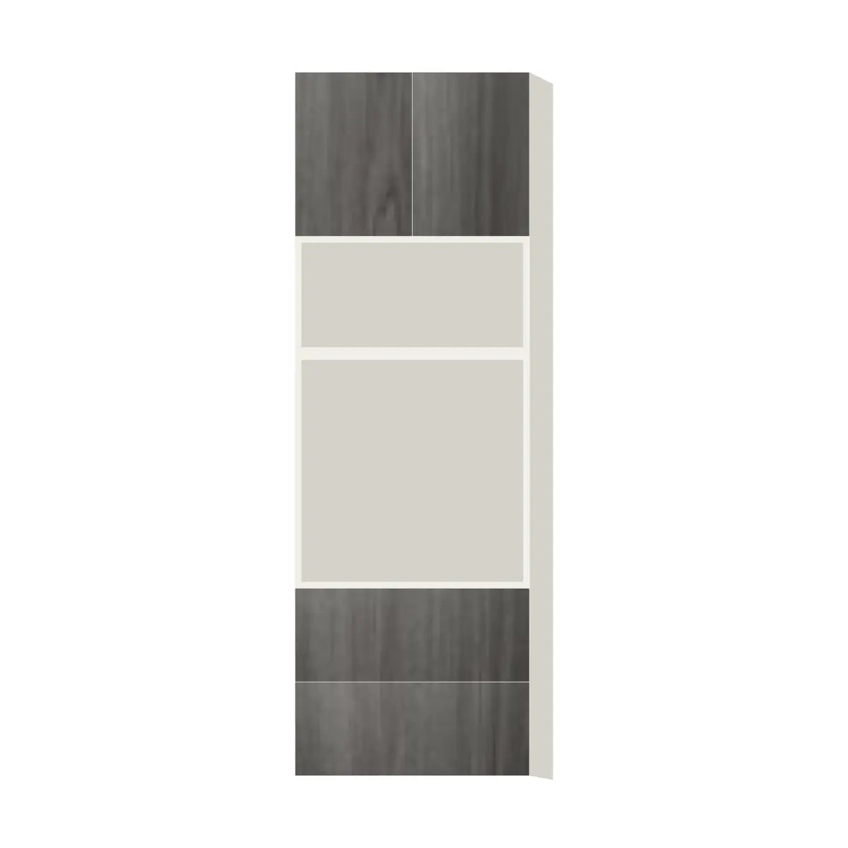Contemporary microwave & oven tall cabinet, Indian Light Walnut door, L-Box (Luxury)