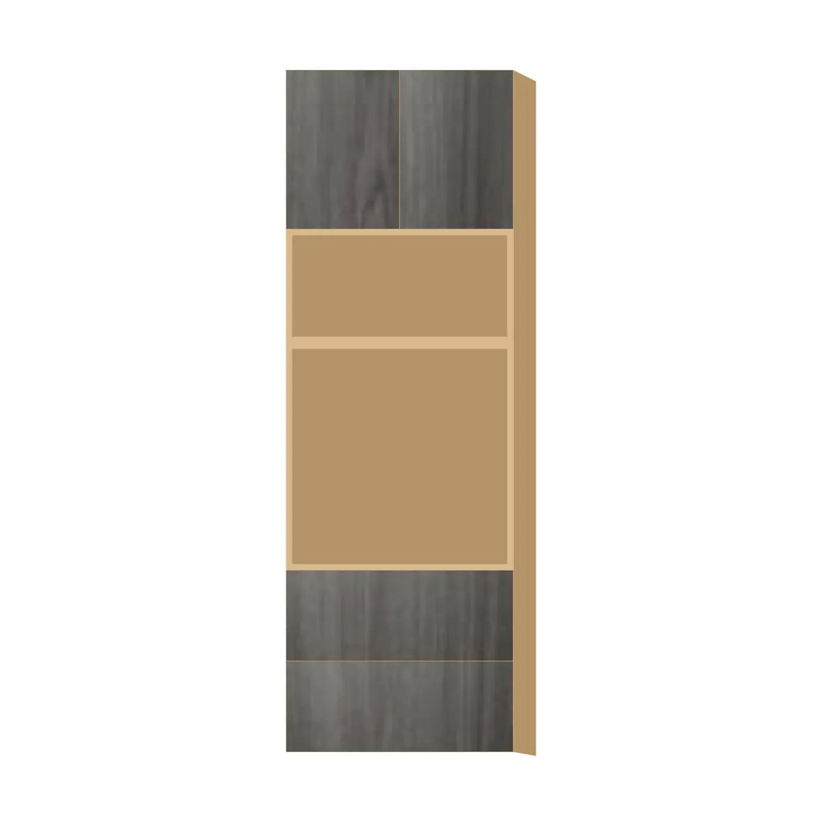 Contemporary microwave & oven tall cabinet, Indian Light Walnut door, P-Box (Prestige)