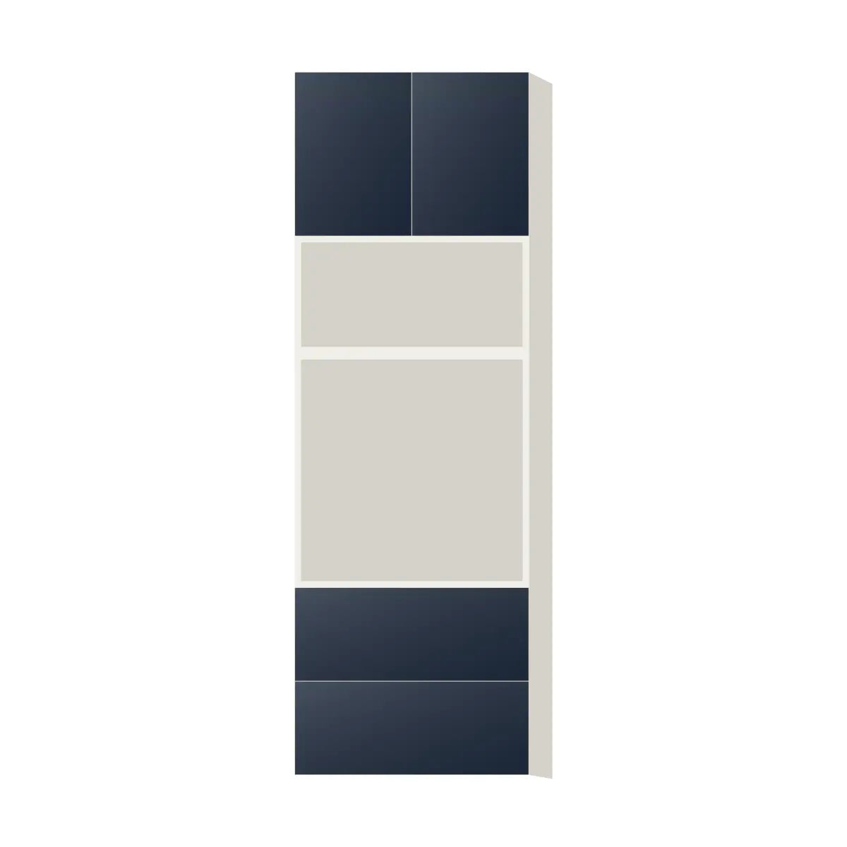 Contemporary microwave & oven tall cabinet, Matte Blue door, L-Box (Luxury)