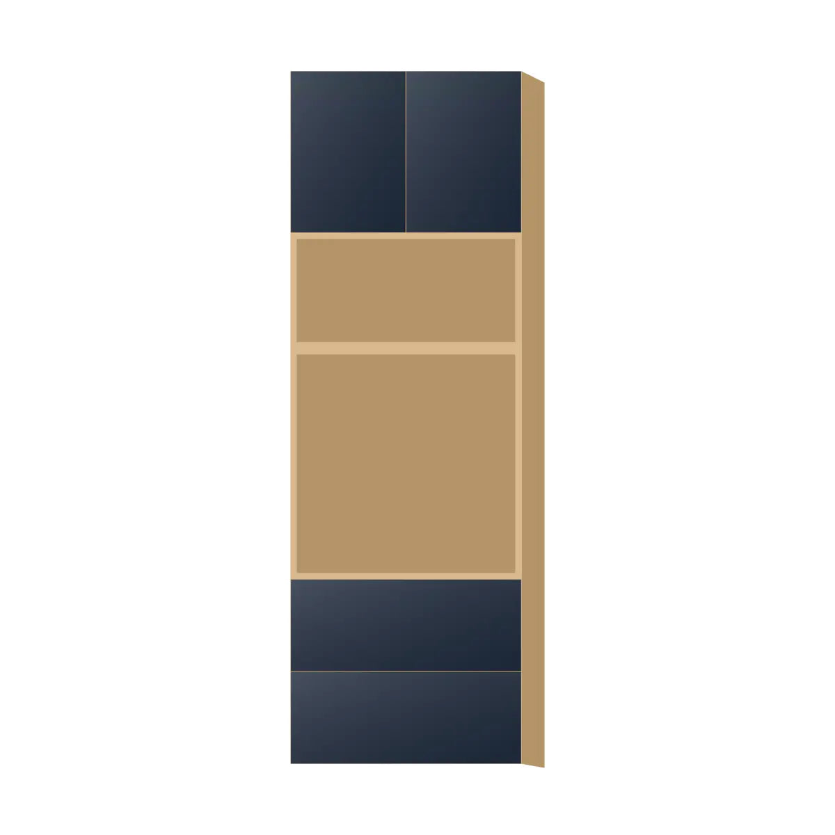 Contemporary microwave & oven tall cabinet, Matte Blue door, P-Box (Prestige)