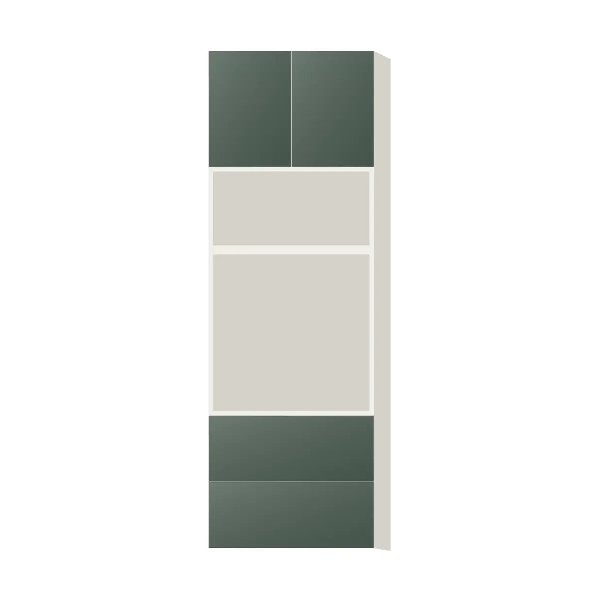 Contemporary microwave & oven tall cabinet, Matte Olive Green door, L-Box (Luxury)
