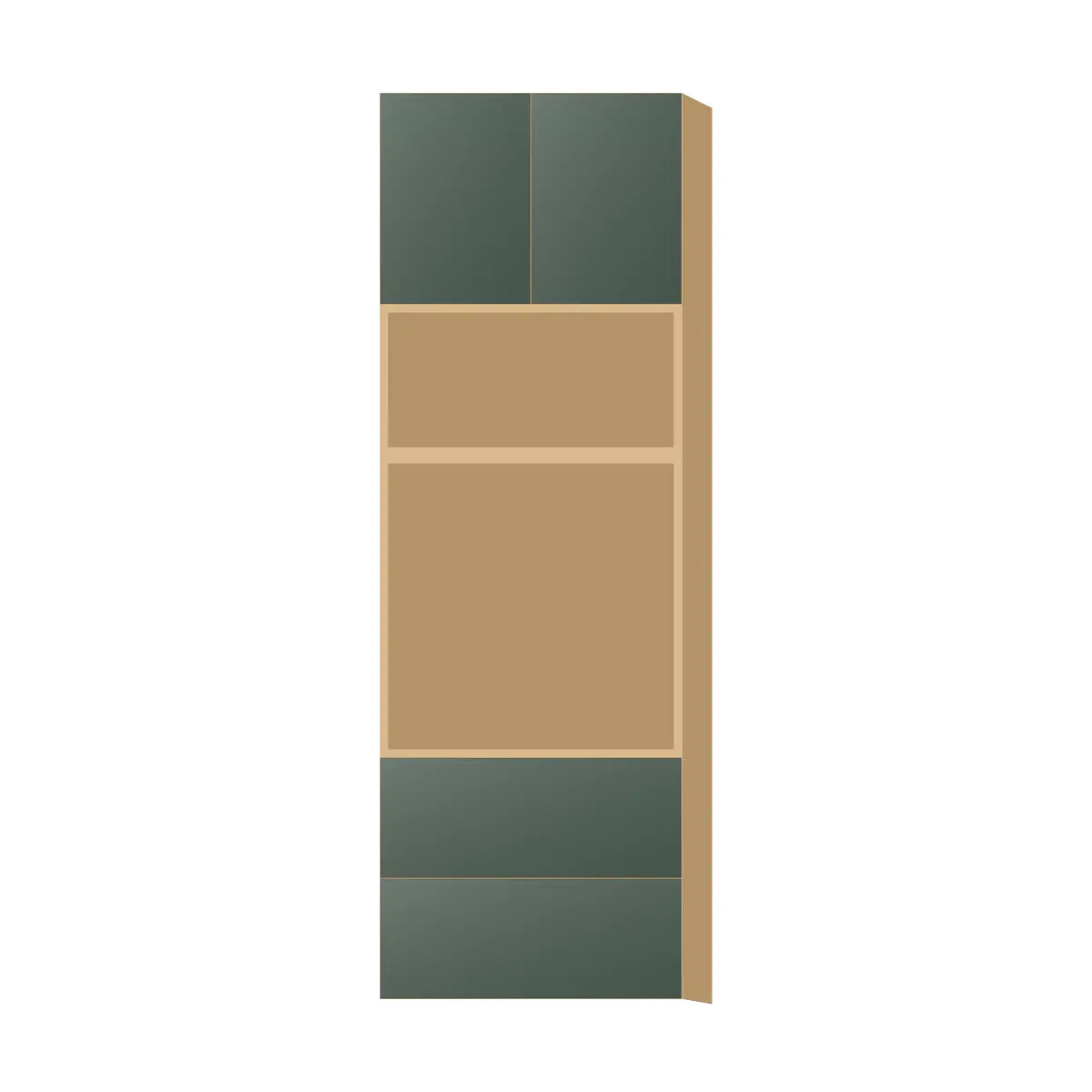 Contemporary microwave & oven tall cabinet, Matte Olive Green door, P-Box (Prestige)