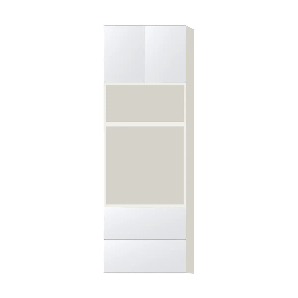 Contemporary microwave & oven tall cabinet, Matte White door, L-Box (Luxury)