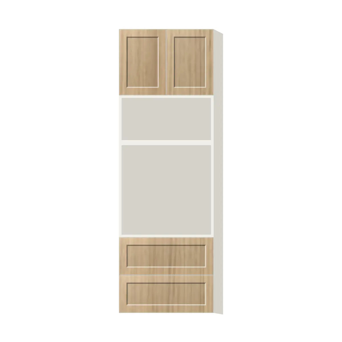 Contemporary microwave & oven tall cabinet, Modern Oak Shaker door, L-Box (Luxury)