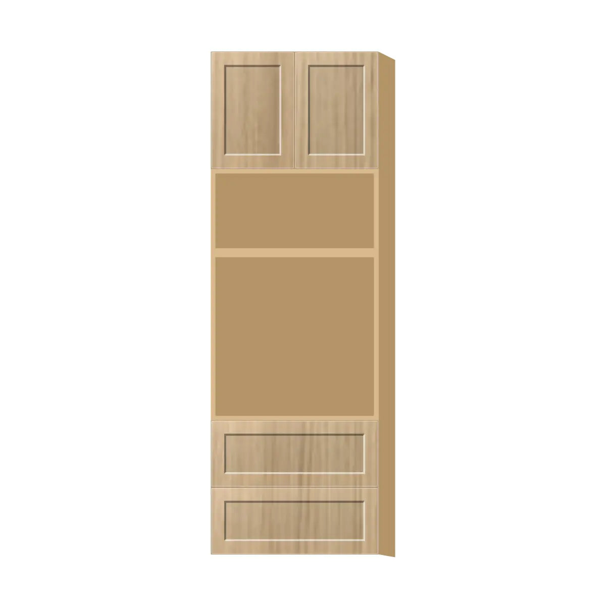 Contemporary microwave & oven tall cabinet, Modern Oak Shaker door, P-Box (Prestige)