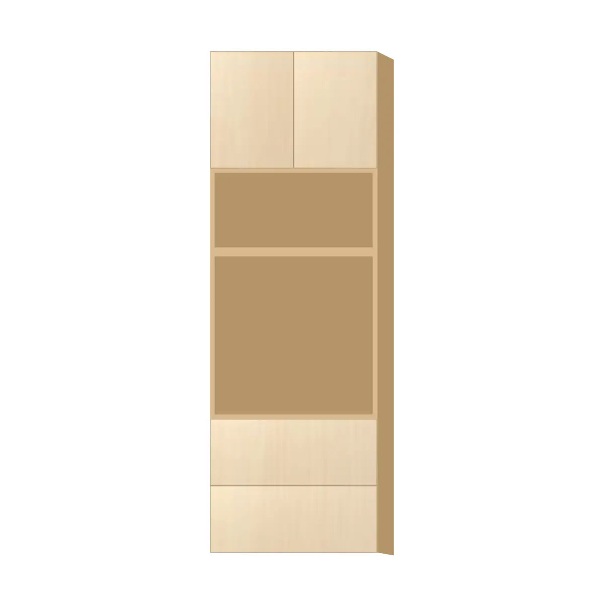 Contemporary microwave & oven tall cabinet, Riva Oak door, P-Box (Prestige)