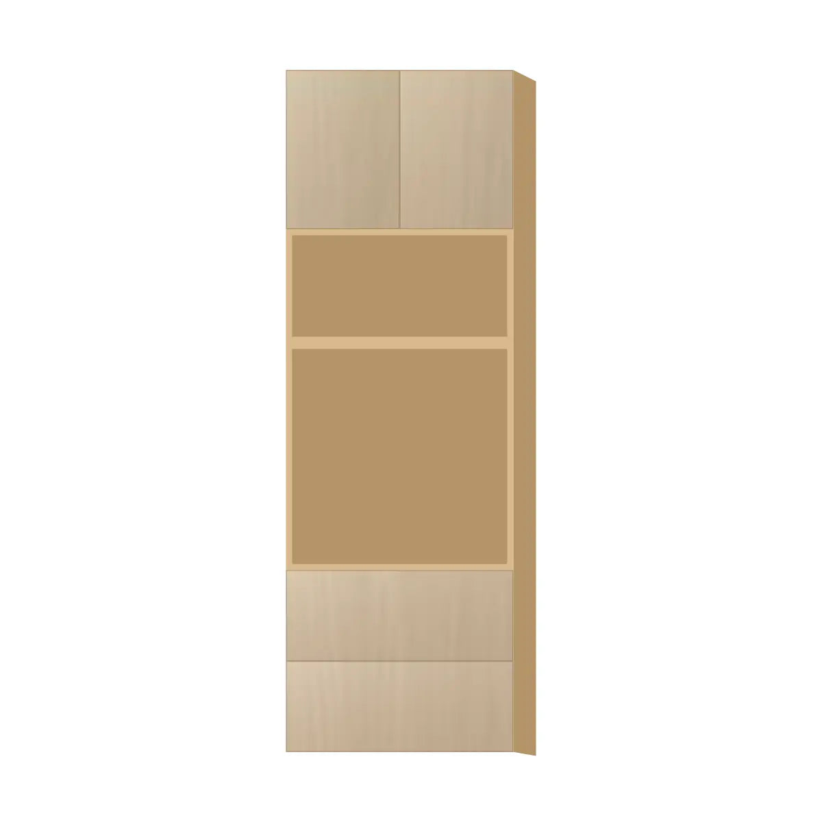 Contemporary microwave & oven tall cabinet, Swiss Walnut door, P-Box (Prestige)