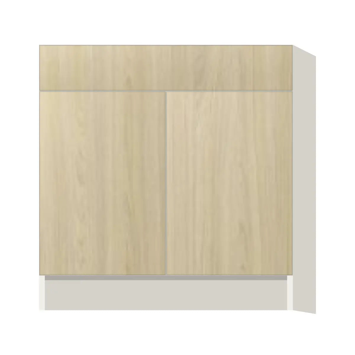 Contemporary sink base cabinet, Barcelona Light Oak door, L-Box (Luxury)