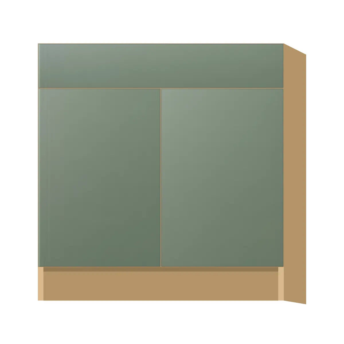 Contemporary sink base cabinet, Bean Paste Green door, P-Box (Prestige)
