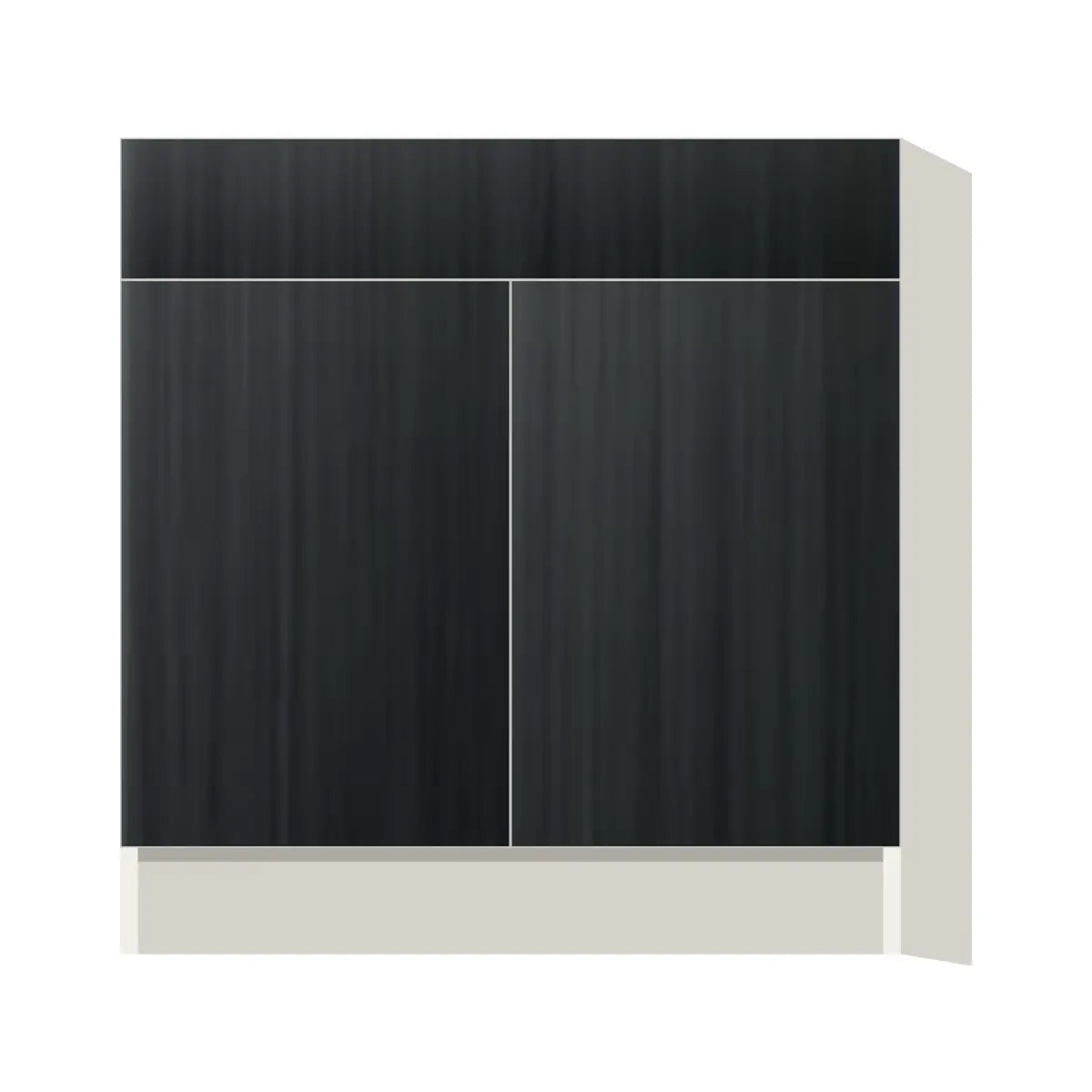 Contemporary sink base cabinet, Black Grain door, L-Box (Luxury)