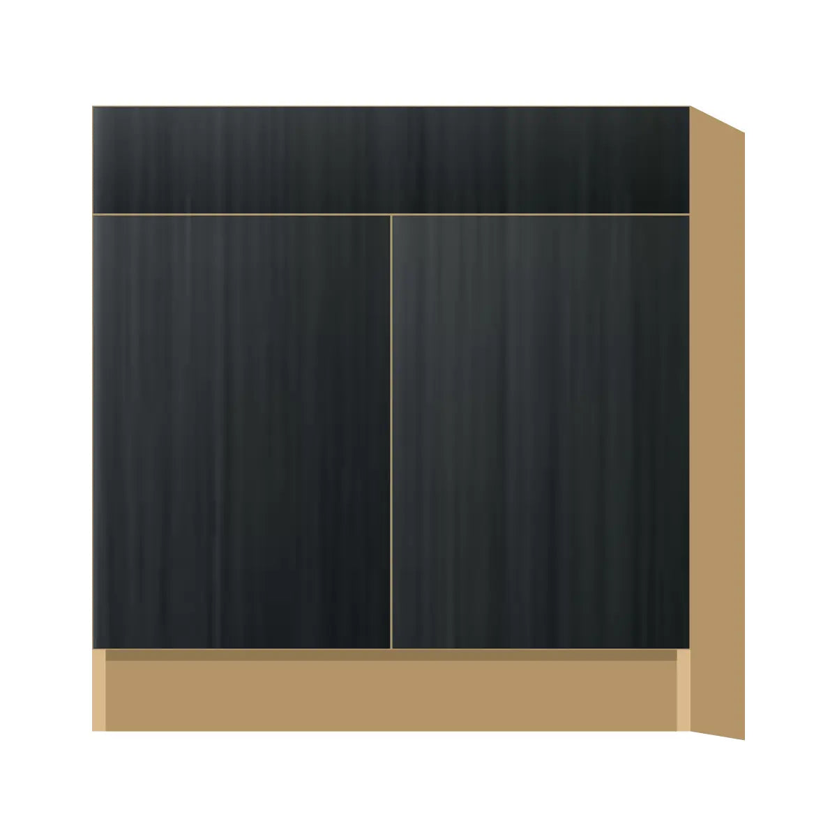 Contemporary sink base cabinet, Black Grain door, P-Box (Prestige)