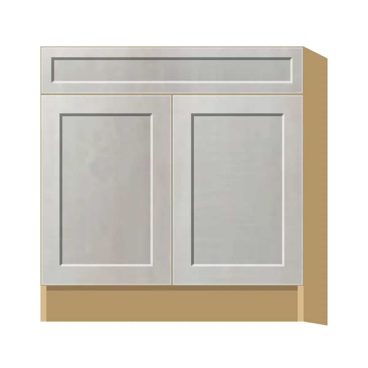 Contemporary sink base cabinet, Genesis Sliced Oak door, P-Box (Prestige)