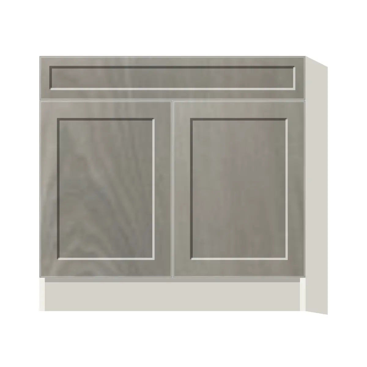 Contemporary sink base cabinet, Genesis Weathered Oak door, L-Box (Luxury)