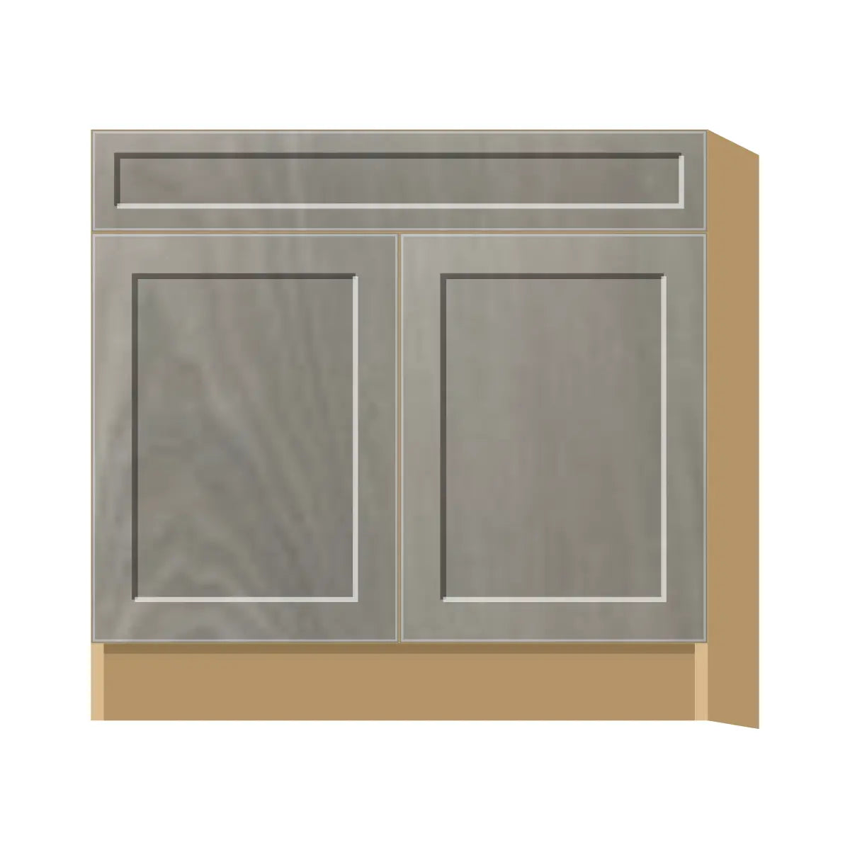 Contemporary sink base cabinet, Genesis Weathered Oak door, P-Box (Prestige)