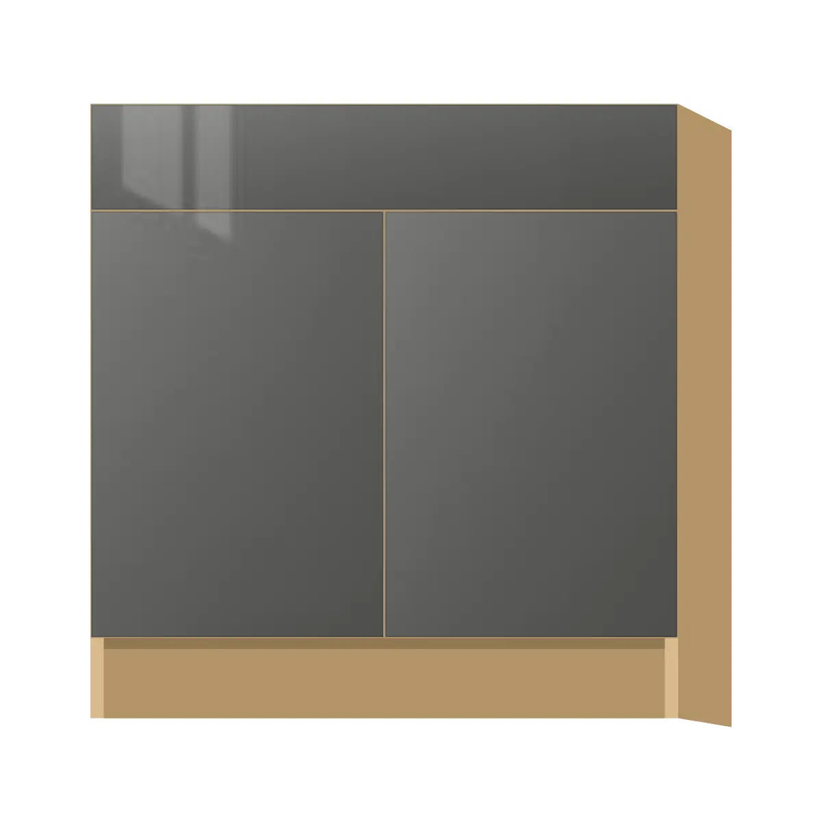 Contemporary sink base cabinet, Glossy Gray door, P-Box (Prestige)
