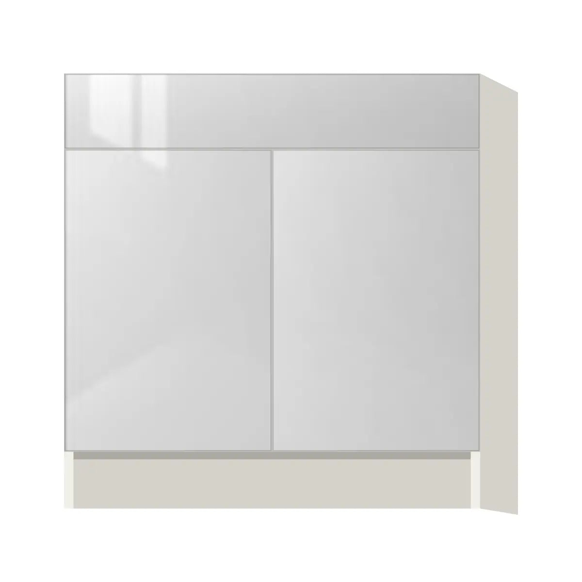 Contemporary sink base cabinet, Glossy White door, L-Box (Luxury)